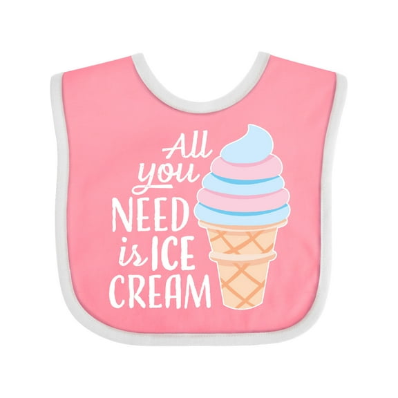 Inktastic All You Need is Ice Cream with Ice Cream Cone Boys or Girls Baby Bib