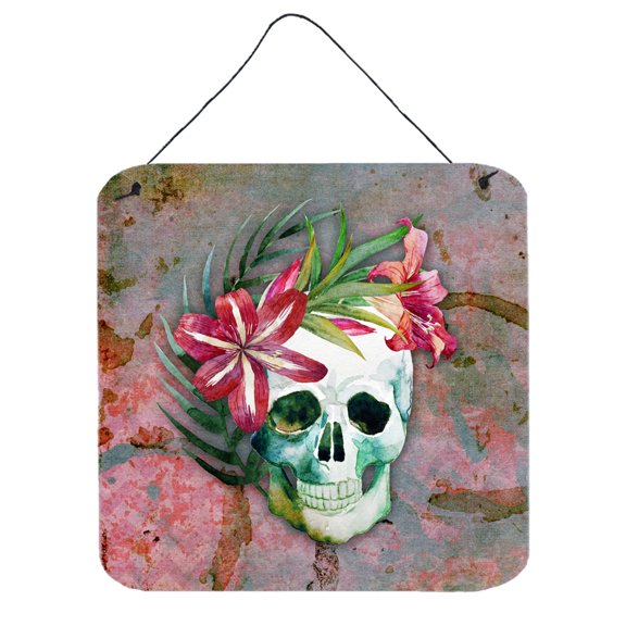 Day of the Dead Skull Flowers Wall or Door Hanging Prints