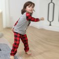 thumbnail image 4 of URMAGIC Christmas Pajamas Set Xmas Reindeer Plaid Print Long-sleeve Family Matching Pjs Set for Kids, 4 of 6