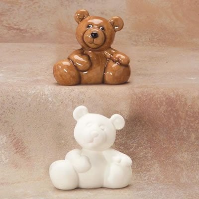 Teddy Bear Figurine Unpainted, Ready for Glaze Bisque 