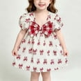 thumbnail image 2 of Teylalorva Girls Midi Dress, Cute Graphic Short Sleeve Summer Ruffles Casual Party Sundress Red Size 2, 2 of 7