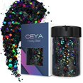 thumbnail image 2 of Ceya Holográfica Chunky Glitter 4.9oz/ 140g Negro Craft Glitter Polvo Mezclado Grueso Escamas Finas Lentejuelas de Uñas Iridiscentes para Arte de Uñas Cabello Resina Epoxi Vasos Pintura Limo Decoració, 2 of 4