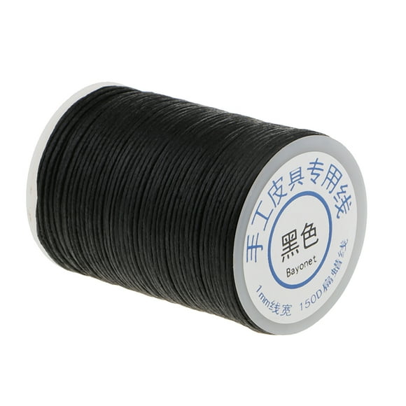1mm Waxed Braided Polyester Thread for Leather Crafts Hand Sewing 60m Black