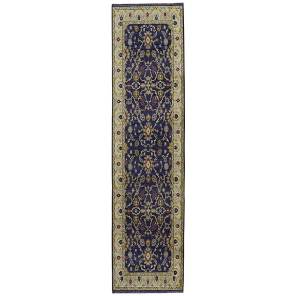 Linon Logan Marmara Polyester 2' X 10' Runner Rug in Navy and Ivory