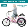 thumbnail image 2 of Lilypelle Adult Tricycle 24" Wheels Low Stepover Frame Bike, 7-Speed Shimano Derailleur Trike, 3 Wheels Bike with Basket, Pink, 2 of 13