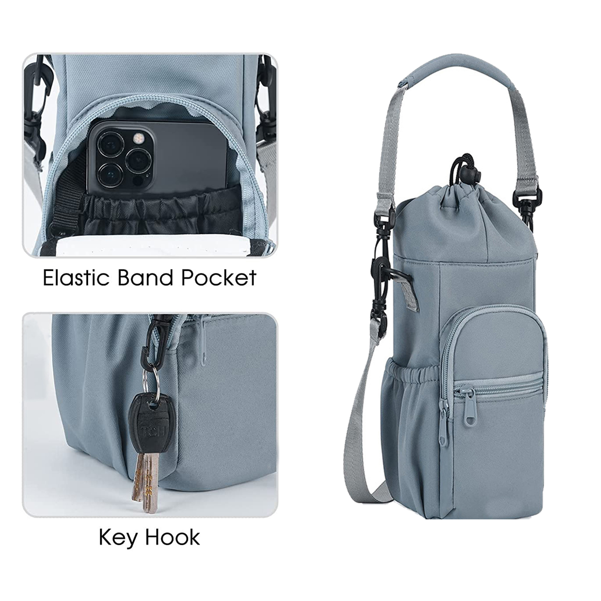 Water Bottle Bag Holder Carrier Insulated Crossbody Sling Bag Case