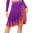 thumbnail image 3 of SiiRoh Latin Dance Skirt for Women Irregular Hem Rumba Samba Salsa Ballroom Flamenco Dance Skirts Purple S, 3 of 5