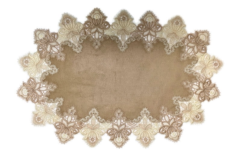 Doily Boutique Placemat or Doily in Gold Vintage Lace and Brown