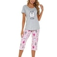 thumbnail image 4 of Lu s Chic Women s Cute Pajama Set Cotton Capri Loungewear Soft Short Sleeve Pjs Comfy Pants Lounge Two Piece Patterned Print Sleepwear Pink Medium, 4 of 5