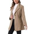 thumbnail image 4 of INSPIRE CHIC Women's Lapel Collar Buttoned Outwear Elegant Work Notch Trench Winter Coat M Dark Beige, 4 of 6