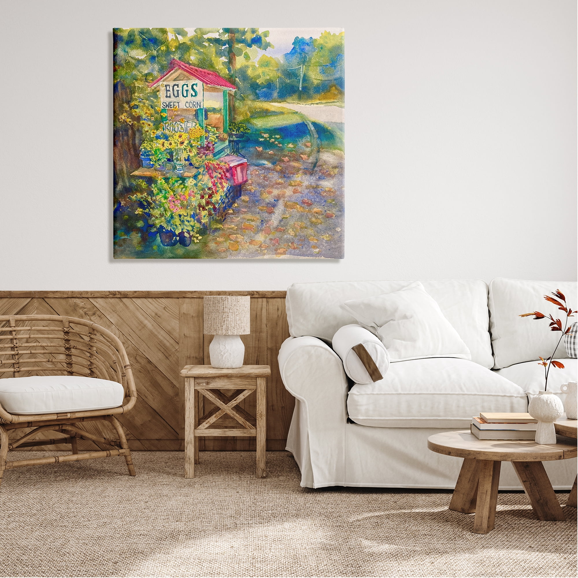 Stupell Industries Farm Stand Painting Nature Painting Gallery Wrapped Canvas Print Wall Art, 36 x 36