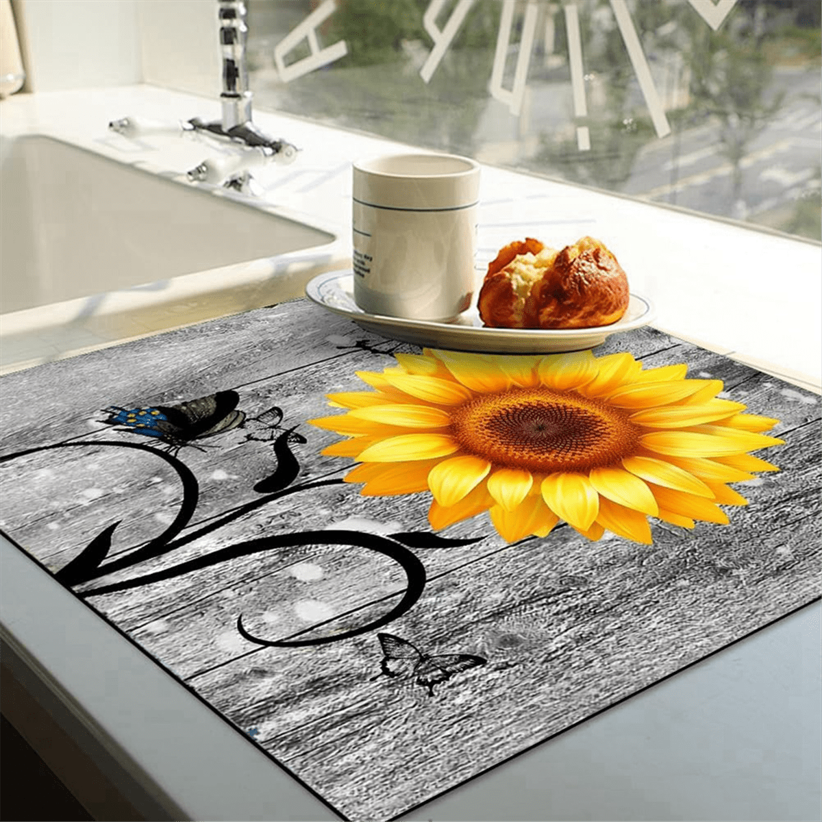Flowers Washer Dryer Dust Cover Mat for Top Washing Machine Dust Cover Pad Fast Drying Absorbent Mat T