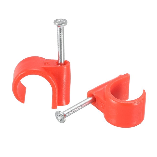 Unique Bargains 14.5mm Dia PE Red Round Cable Clips with Steel Nail 24 Pack