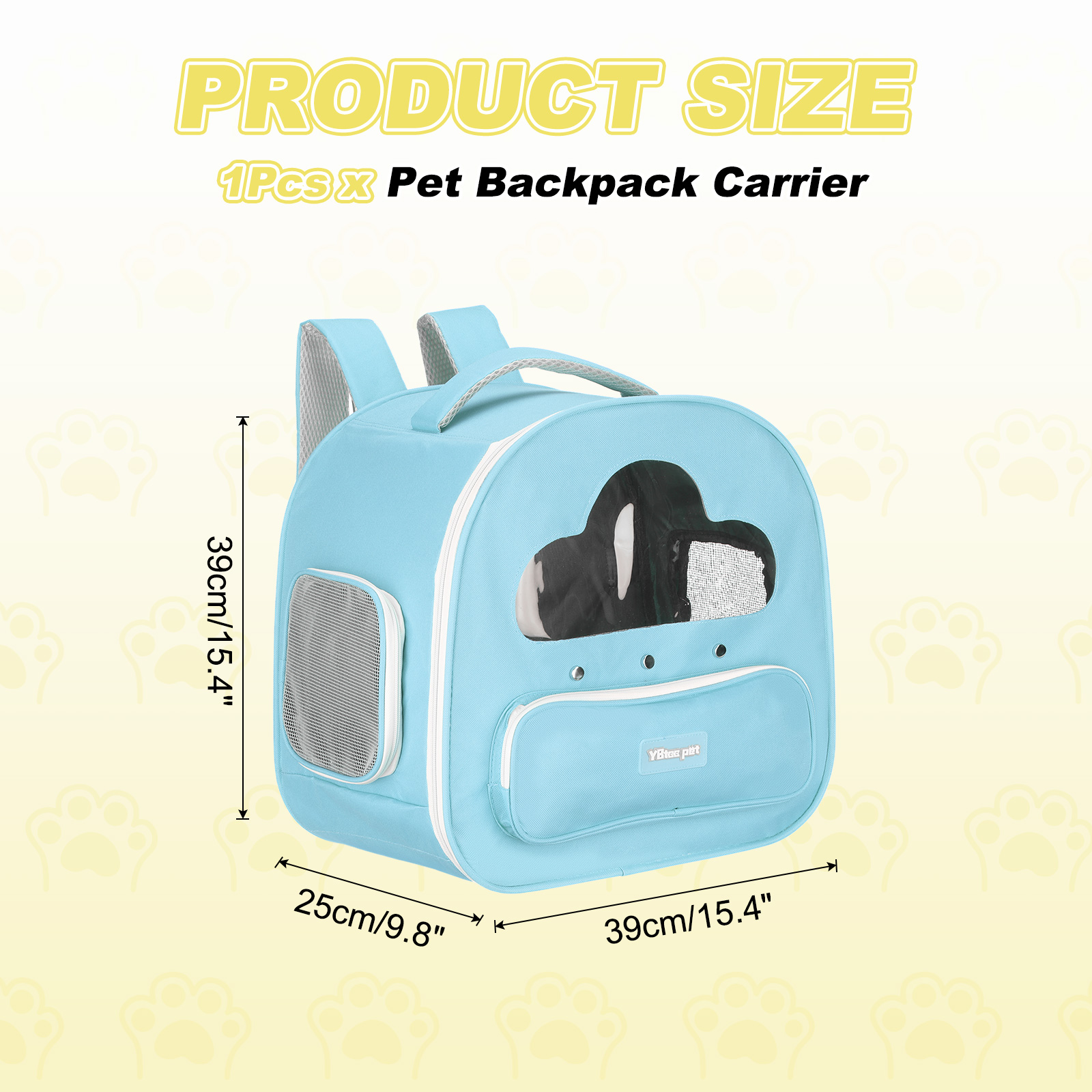 Cat Backpack Carrier, Large Space & Breathable, Pet Hiking Travel Backpack for Cats Blue