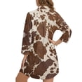 thumbnail image 6 of Renewold Beach Cover Ups for Women Long Sleeve Button Up Shirt Skin-friendly Lightweight Cover Up Shirts for Swimwear Women Beach Dress Shirt Vacation Clothes, Brown Cow Print, 3XL, 6 of 7
