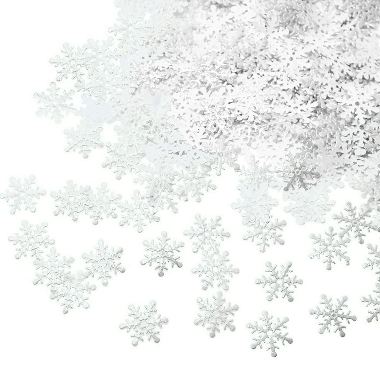 Skylety 100 Pcs Snowflake Confetti 1.97 Inch Large Glitter Christmas  Confetti Double Sided Sprinkles Snowflake Confetti Party Table Decoration  for
