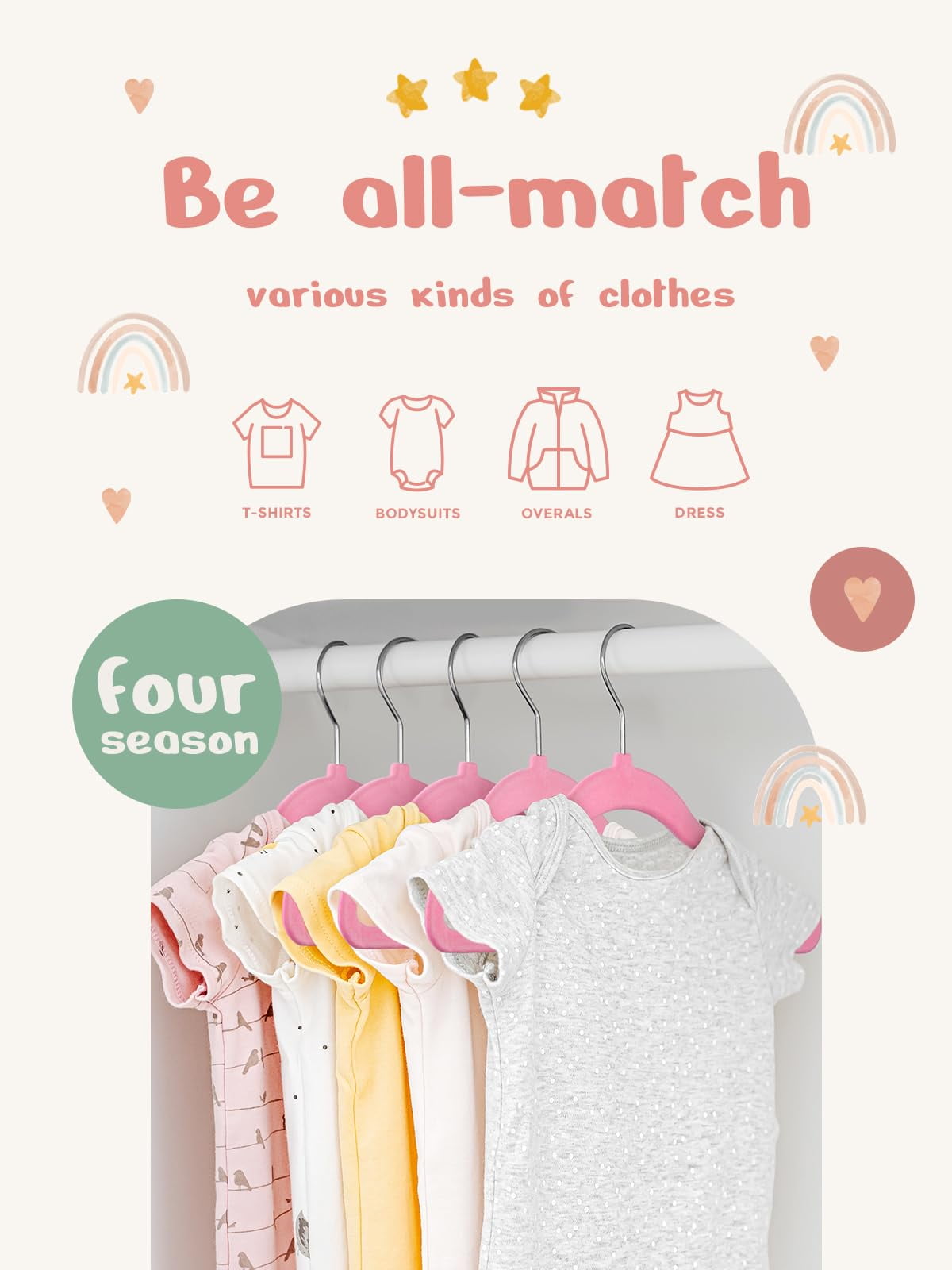 Cozymood 50 Pack Velvet Kids Hangers 11 inch Baby Felt Hangers Space-Saving Thin Design Baby to Toddler Clothes Organizer, Pink