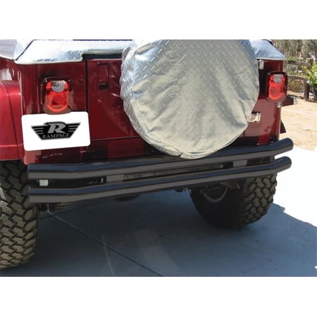 Rampage by RealTruck Tubular Bumper for Jeep Wrangler/CJ | Compatible as Front or Rear Bumper, Steel, Black | 7649 | Compatible with 1976 - 2006 Jeep CJ, Wrangler YJ & TJ