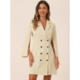 thumbnail image 2 of DARING DIVA Elegant Slit Sleeve Button Down Work Belted Blazer Dress M Beige, 2 of 6