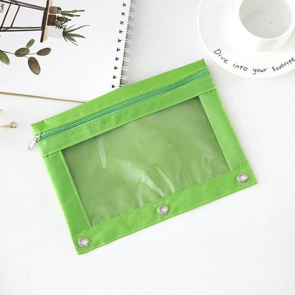 Danhjin Pencil Pouch for 3 Ring Binder, Three-hole Zipper Transparent Case as Detachable Document Storage Folder with Large Capacity