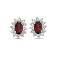 thumbnail image 1 of 14k Yellow Gold Oval Garnet And Diamond Earrings, 1 of 2