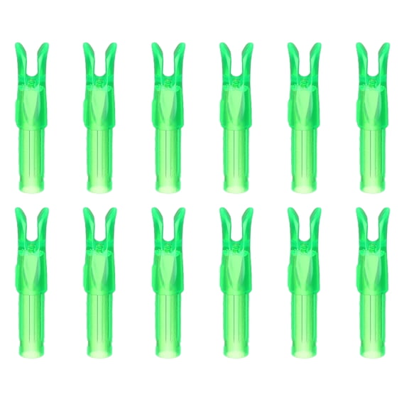 Uxcell Archery Arrow Nocks, Plastic Nocks Replacement Arrows Tail Accessory-Fitting For (DIY Hunting Shooting/Compound/Recurve Bow) 6.2MM/0.24" ID & 12 Pcs & Plastic & Transparent Green