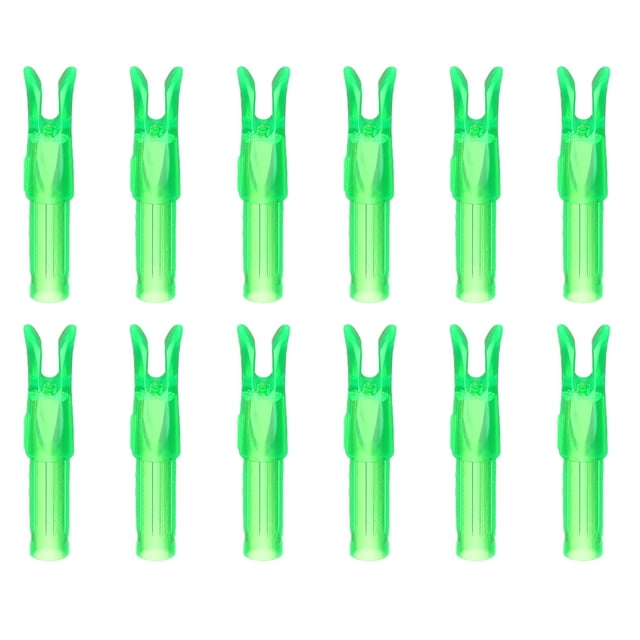 Uxcell Archery Arrow Nocks, Plastic Nocks Replacement Arrows Tail Accessory-Fitting For (DIY Hunting Shooting/Compound/Recurve Bow) 6.2MM/0.24" ID & 12 Pcs & Plastic & Transparent Green