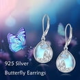thumbnail image 3 of Butterfly Filigree Teardrop Drop Dangle Earrings Moonstone Leverback Earrings Sterling Silver Jewelry For Women, 3 of 4