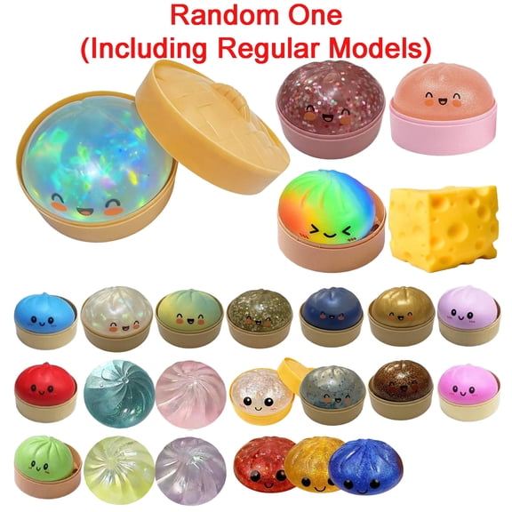 Rare Pink Glitter Dumpling Squishy - Mystery Blind Box Bao Bun HTF - Sparkling Stress Relief Collectible & Desktop Accessory for Adults