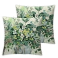 thumbnail image 2 of Acheng Eucalyptus Leaves Throw Pillow Covers Spring Watercolor Green Leaf Vase Decorative Couch Pillow Cases Set of 2 for Living Room Bedroom Bed Outdoor Home Decor White, 2 of 6