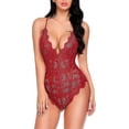 thumbnail image 1 of Body de encaje sexy con escote en V profundo para mujer, 1 of 5