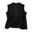 thumbnail image 5 of Women's Retro Artistic Cotton Linen Casual Loose Versatile Elegant Vest Black 3XL, 5 of 5