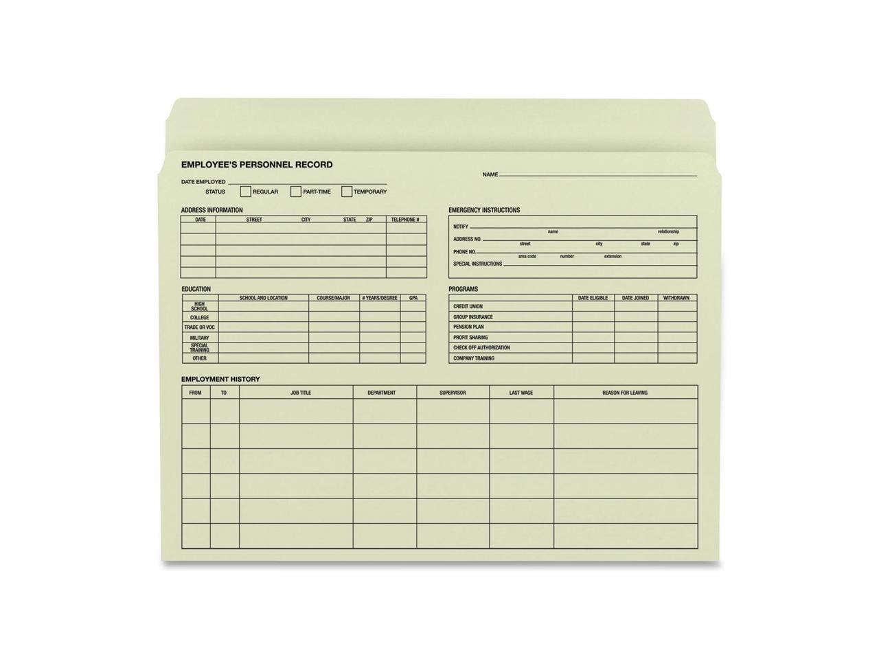 Smead Employee Record File Folder