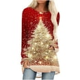 thumbnail image 2 of Ounisa Sequin Christmas Tree Sweatshirt Woman Christmas Round Neck Sweater Xmas Gifts Top Casual Long Sleeve Tops, 2 of 5