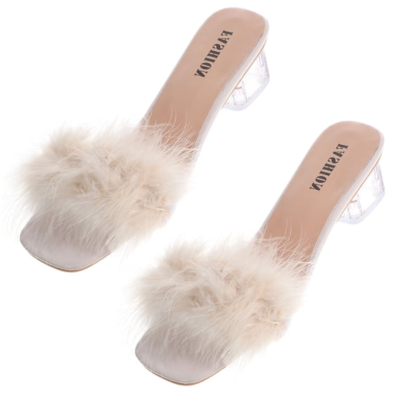 Phenofice 1 Pair Open Toe Sandals for Women Chunky Heel Simple Design Summer Beach Use