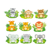 Baby Jungle Animals Edible Cake Border