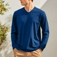 thumbnail image 5 of Men's V Neck Long Sleeve Casual T-Shirt Classic Basic Solid Tee Shirts Dark Blue 4XL, 5 of 6