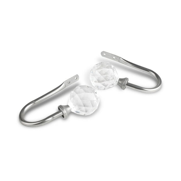 Contemporary Home Living Set of 2 Silver Contemporary Helena Curtain Holdback Hooks 8.75"