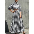 thumbnail image 2 of Women's Gingham Crop Top and Maxi Skirt Set, Puff Sleeve Smocked Two Piece Outfit, 2 of 2