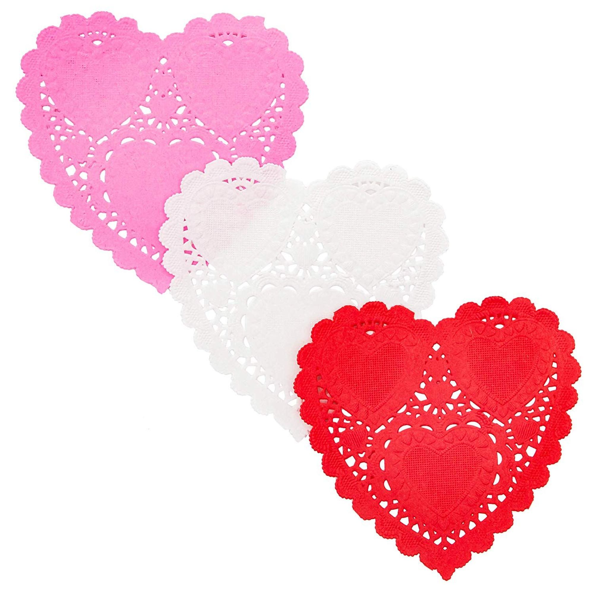 600 Piece Mini Heart Shape 4" Paper Doilies Lace Placemats, Assorted