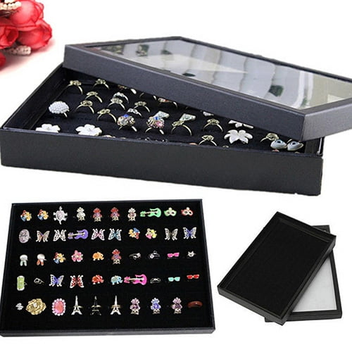SmartBy Ring Jewellery Display Storage Box Square Tray Show Case Organiser Earring Holder
