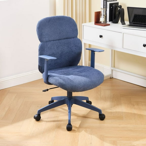 Dayalane Modern Adjustable Office Chair, Swivel Fabric Ergonomic Task Chair with Armrests, 90-120° Tilt Function and Wide Cushion Desk Chair for Home/Bedroom/Study/Office/Conference Room, Blue