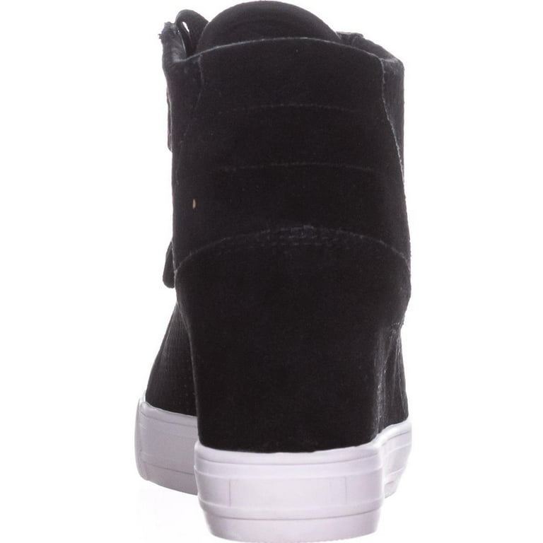 Womens Guess Decia Hiden Wedge Fashion Sneakers Black Suede