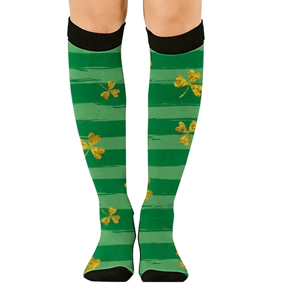 Compression Socks for Women 3D Cute Printed Mid Calf Socks Comfortable Stretchy Sports Socks Thigh High Stockings Black One Size