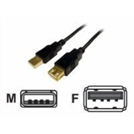 Cables Unlimited USB-5105-03M USB 2.0 Gold Plated Connector Extension Cables (3 Meter Black)