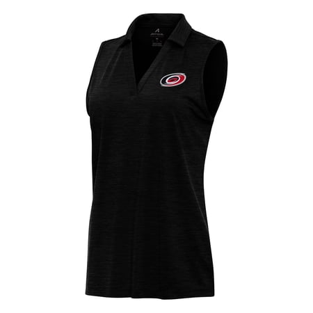 Women s Antigua Heather Black Carolina Hurricanes Layout Sleeveless V-Neck Polo