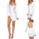 thumbnail image 1 of TRKIYQC, vestido corto blanco elegante para mujer, verano, Color sólido, corte bajo, manga larga, espalda descubierta, lazo en la espalda, abertura lido ceñido al cuerpo para mujer, fiesta TRKIYQC  perder, 1 of 10