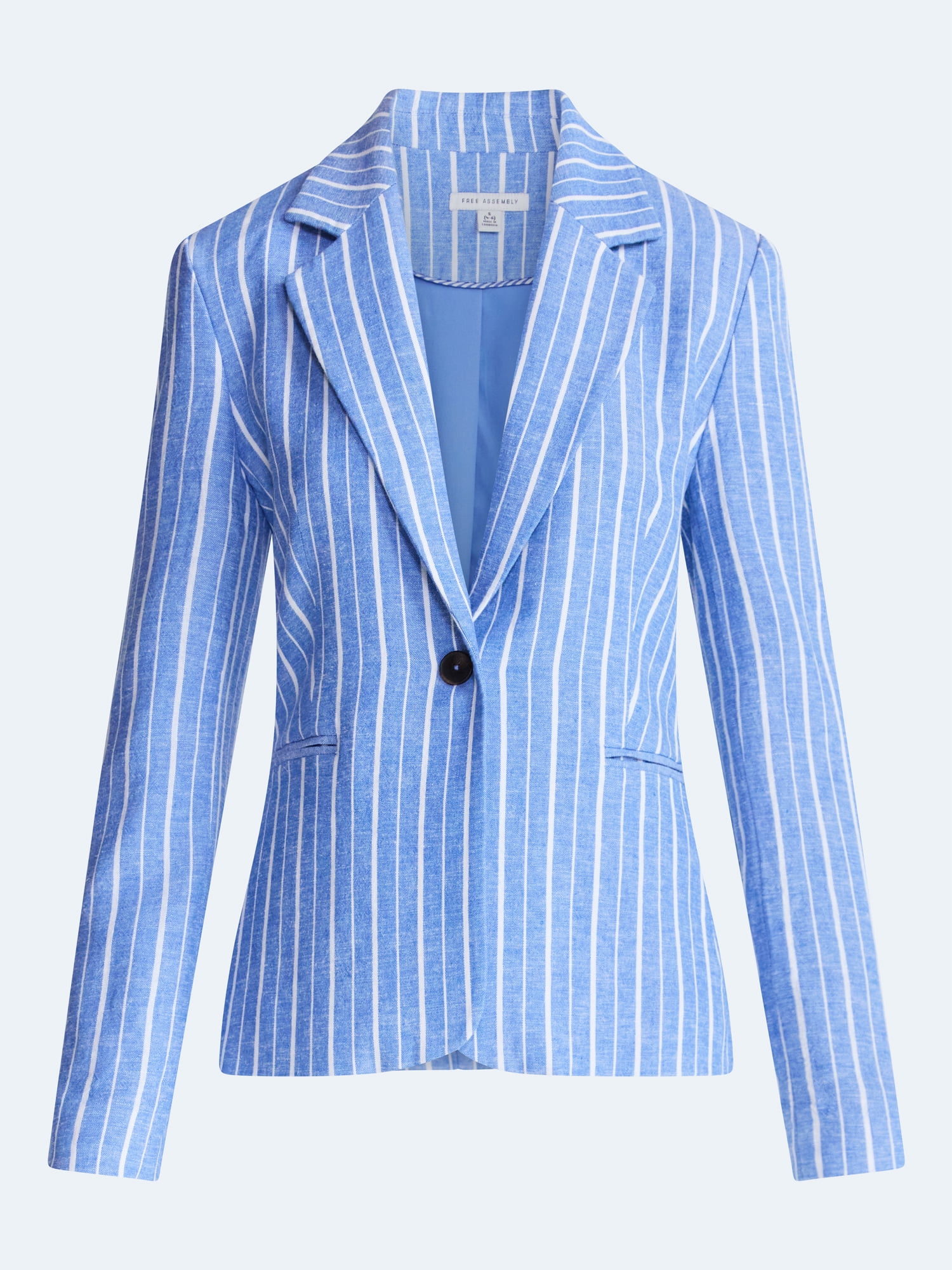 Free Assembly Women's and Women's Plus Linen-Blend Single Breasted Blazer, Sizes XS-4X