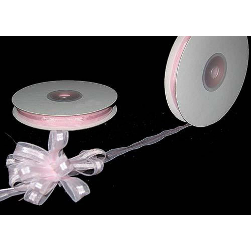 3/8" Pink Organza Thin Pull Bow String Ribbon (25 Yard) Gift Wrapping