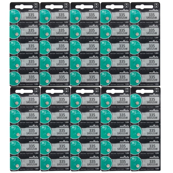 50X Murata 335 Battery Silver Oxide Watch Button Low Drain 1.55V SR512SW New